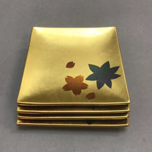 Load image into Gallery viewer, Vintage 4 pc Candy/Coaster Dish Set Gold w Leaves (4.75&#39; x 4.75&quot;)
