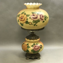 Load image into Gallery viewer, Electric GWTW Parlor Lamp, Painted Floral Scene (~24x14x14)
