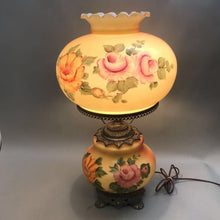 Load image into Gallery viewer, Electric GWTW Parlor Lamp, Painted Floral Scene (~24x14x14)