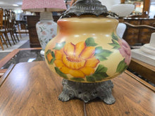 Load image into Gallery viewer, Electric GWTW Parlor Lamp, Painted Floral Scene (~24x14x14)