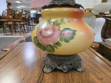 Load image into Gallery viewer, Electric GWTW Parlor Lamp, Painted Floral Scene (~24x14x14)