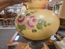 Load image into Gallery viewer, Electric GWTW Parlor Lamp, Painted Floral Scene (~24x14x14)
