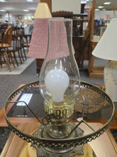 Load image into Gallery viewer, Electric GWTW Parlor Lamp, Painted Floral Scene (~24x14x14)