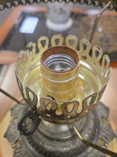 Load image into Gallery viewer, Electric GWTW Parlor Lamp, Painted Floral Scene (~24x14x14)