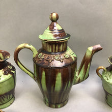 Load image into Gallery viewer, Mexican Green Drip Pottery 10pc Tea Set (As-Is) (10")