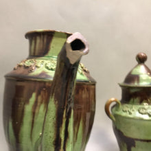 Load image into Gallery viewer, Mexican Green Drip Pottery 10pc Tea Set (As-Is) (10")