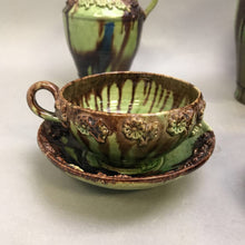 Load image into Gallery viewer, Mexican Green Drip Pottery 10pc Tea Set (As-Is) (10")
