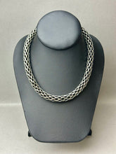 Load image into Gallery viewer, Vintage MCM Napier Signed Woven Silvertone Wheat Chain 17" Necklace & 1" Clip Earrings Set