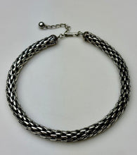 Load image into Gallery viewer, Vintage MCM Napier Signed Woven Silvertone Wheat Chain 17" Necklace & 1" Clip Earrings Set