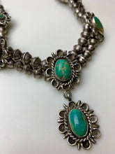Load image into Gallery viewer, Vintage Native American Sterling Green Turquoise Drop Necklace As-Is (17" with 2.5" Drop)