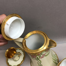 Load image into Gallery viewer, Limoges Chocolate Pot w/ Creamer, Cups & Saucers (9.5")