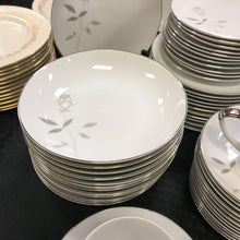 Load image into Gallery viewer, Mikasa 'Carla' China Set; White w/ Gray Roses - 75pc