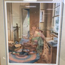 Load image into Gallery viewer, Charles Peterson Signed & Framed Print, "Bedtime Story", Rocking Chair in House w/ Figures From the Past Reading (37x31.5)