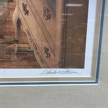 Load image into Gallery viewer, Charles Peterson Signed & Framed Print, "Bedtime Story", Rocking Chair in House w/ Figures From the Past Reading (37x31.5)