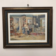 Load image into Gallery viewer, Charles Peterson Signed & Framed Print, "Family Tree" Family Living Room Christmas Scene w/ Figures From the Past (30x37)