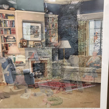 Load image into Gallery viewer, Charles Peterson Signed & Framed Print, "Family Tree" Family Living Room Christmas Scene w/ Figures From the Past (30x37)