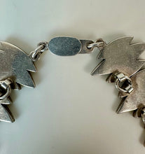 Load image into Gallery viewer, Vintage Taxco Mexico Double Leaf Sterling Turquoise Chip Inlay Link 17" Necklace (119.8g)