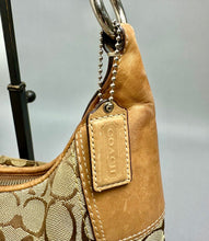 Load image into Gallery viewer, Coach Hamptons Hobo Signature Logo Canvas Leather Trim Purse As-Is (12x14x3")