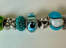 Load image into Gallery viewer, Pandora Moments Sterling Snake Chain Charm Bracelet w/ Pandora & Pandora-Style Slide Charms (8")