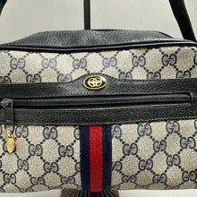 Load image into Gallery viewer, Vintage Gucci Ophidia 1980s Navy Monogram Canvas Crossbody Bag Purse (7x9x3")