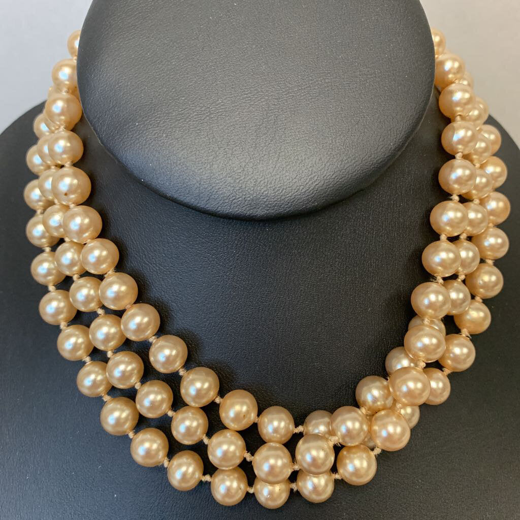 Vintage Triple Strand Faux Pearl Necklace – Absolutely Inc.