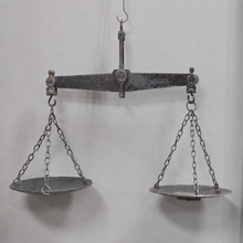 Load image into Gallery viewer, Antique Rustic Cast Metal Hanging Balance Scale
