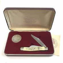 Load image into Gallery viewer, Vintage Snap On 60th Anniversary 3 Blade Pocket Knife + Case, Coin 1920-1980 NOS
