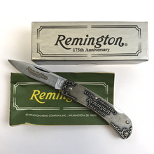 Load image into Gallery viewer, Remington USA RS15M Rifle 175th Anniversary 1816-1991 Lockback Knife w/ Box NOS
