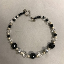 Load image into Gallery viewer, Clear Black &amp; Silver Crystal Beaded Necklace
