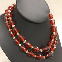 Load image into Gallery viewer, Amber Lucite 2 Strand Beaded Necklace
