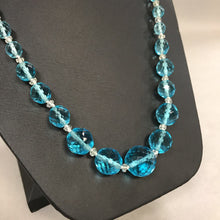 Load image into Gallery viewer, Blue Faceted Graduated Bead Necklace w/ 14/20 Gold Filled Clasp
