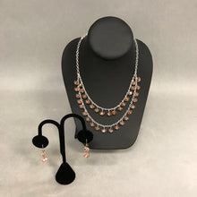 Load image into Gallery viewer, Silvertone Pink Iridescent Bead Necklace &amp; Earrings Set
