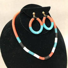 Load image into Gallery viewer, Vintage Heishi Bead Necklace &amp; Clip Earrings Set
