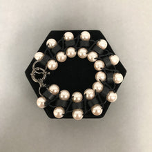 Load image into Gallery viewer, Lee Angel Faux Pearl Black Link Bracelet
