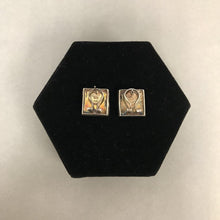 Load image into Gallery viewer, Sterling Onyx Square Pierced Earrings
