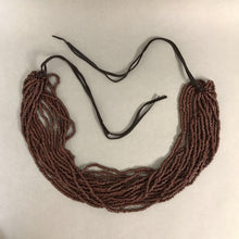Load image into Gallery viewer, Layered Brown Resin Bead Leather Tie Necklace
