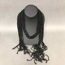 Load image into Gallery viewer, Layered Black Seed Bead Tie Necklace
