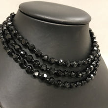 Load image into Gallery viewer, Vintage Black Faceted Bead Triple Strand Necklace
