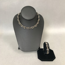 Load image into Gallery viewer, Silvertone Rectangle Link Necklace &amp; Bracelet Set
