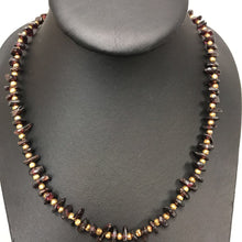 Load image into Gallery viewer, Garnet Chunk Brass Bead Necklace
