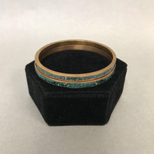 Load image into Gallery viewer, Brass Turquoise Chip Bangle Bracelet Set of 2
