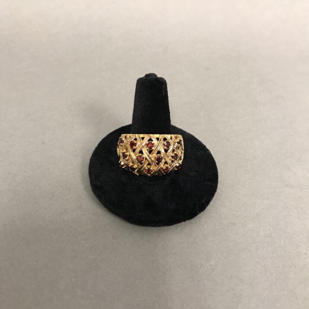 Vintage 9K Gold Garnet Statement Ring sz 10 (7.5g)