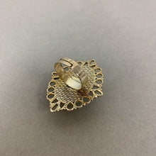 Load image into Gallery viewer, Mooncalf Handmade Recycled Vintage Turquoise Resin Ornate Setting Adjustable Ring

