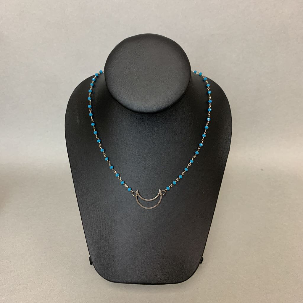 Mooncalf Beaded Chain Crescent Moon Necklace
