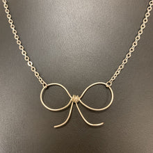 Load image into Gallery viewer, Mooncalf Handmade Sterling Bow on Stainless Chain Necklace
