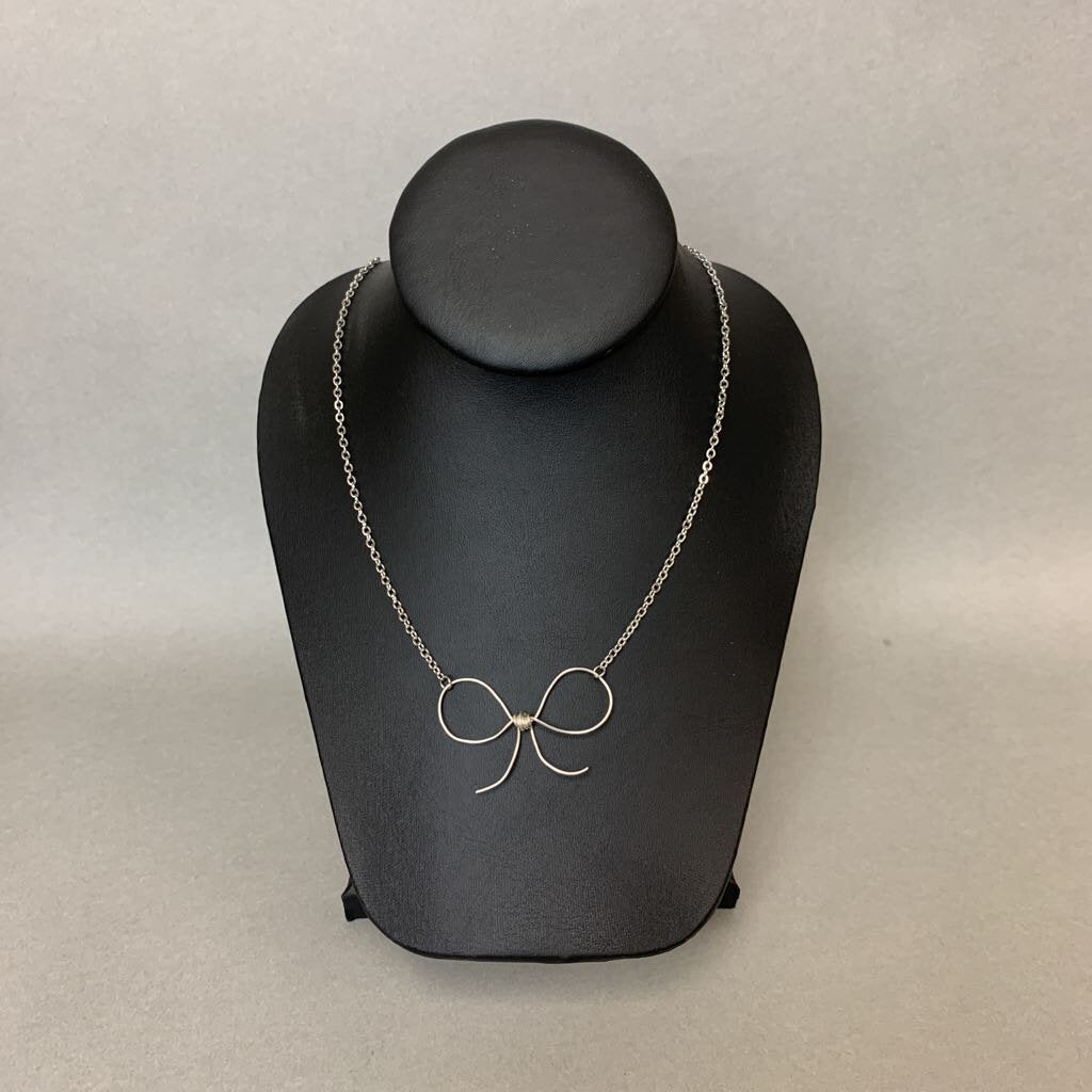 Mooncalf Handmade Sterling Bow on Stainless Chain Necklace