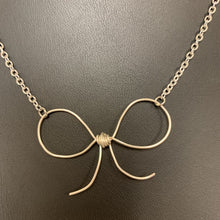 Load image into Gallery viewer, Mooncalf Handmade Sterling Bow on Stainless Chain Necklace
