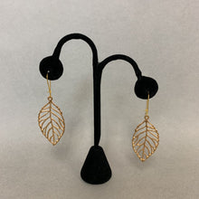 Load image into Gallery viewer, Mooncalf Handmade Goldtone Leaf Filigree Earrings
