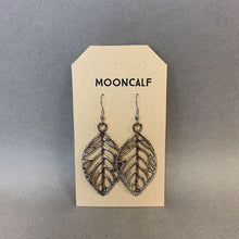 Load image into Gallery viewer, Mooncalf Handmade Silvertone Leaf Filigree Earrings
