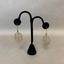 Load image into Gallery viewer, Mooncalf Handmade Goldtone Leaf Filigree Earrings
